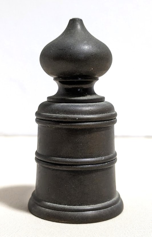 水滴③古銅 青銅 擬宝珠型 凰龍銘 在名 書道具 書家所蔵品