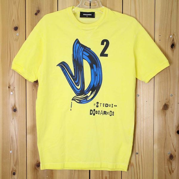 [PT11425] ディースクエアード Tシャツ 半袖 クルーネック ロゴ イエロー系 M Dsquared2 / 小型便OK