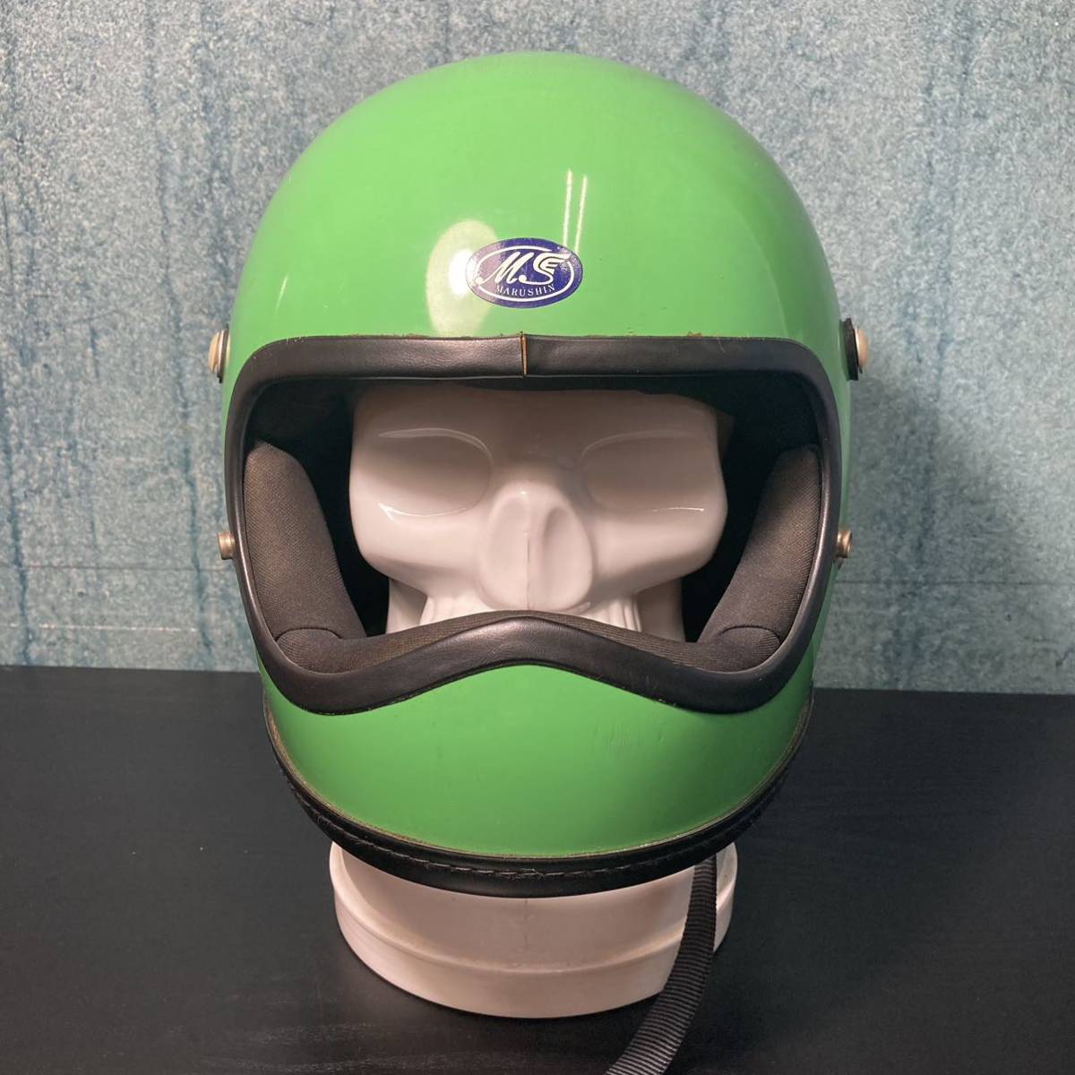 当時物　ヘルメットシールド　マルシン工業　グリーン　緑　族ヘル　シールド 族ヘル 当時物 フルフェイスヘルメット ビンテージ 旧車 BELL (Lサイズ
