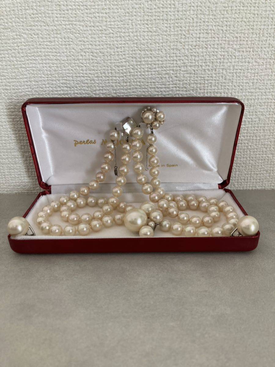 ☆MAJORICA マジョリカ パール 真珠 ネックレス イヤリング ケース付 MADE IN SPAIN☆