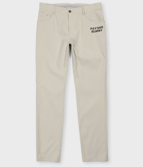 ★未使用・メンズ★サイコバニーゴルフ Psycho Bunny golf　ストレッチポリ 5ポケット スリムパンツ　ライトグレー XL 定22，000円 