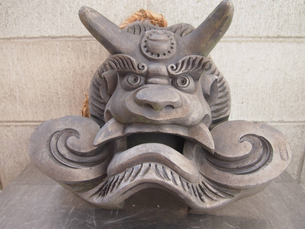 10 古鬼瓦 明治時代 男前鬼 脚 阿吽の呼吸 神社仏閣 魔除け 瓦