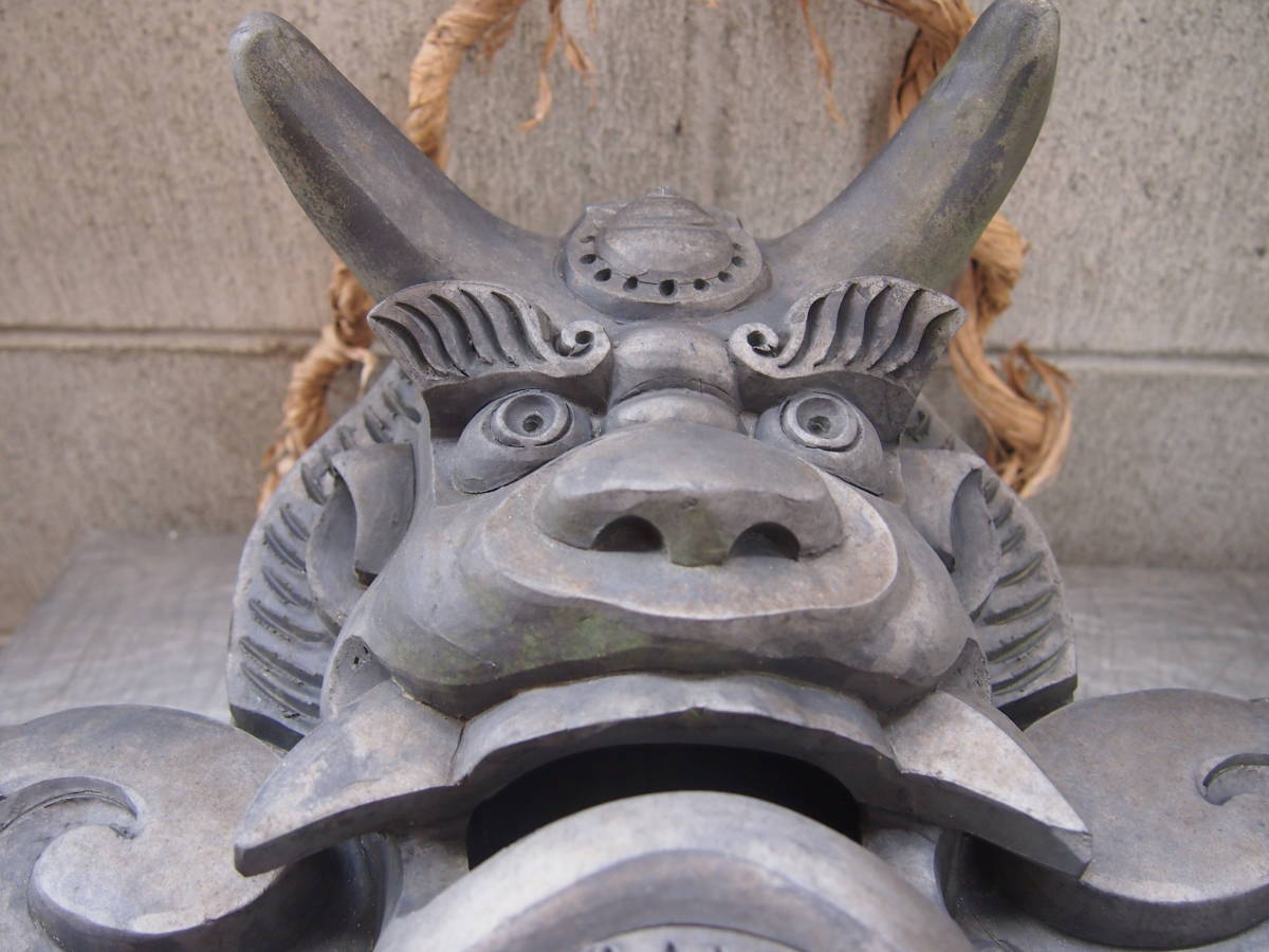 10 古鬼瓦 明治時代 男前鬼 脚 阿吽の呼吸 神社仏閣 魔除け 瓦