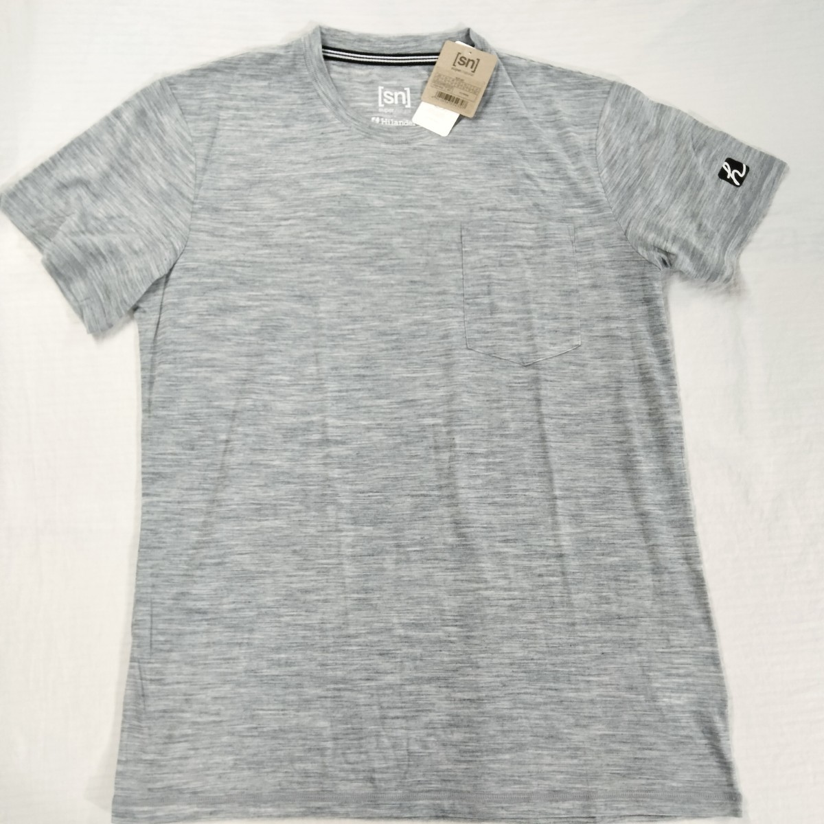 sn×Hilander　スーパーナチュラル x ハイランダー super natural x hilanderメリノウール ポケット　Tシャツ　グレー　XL ポケT wool ヨガ