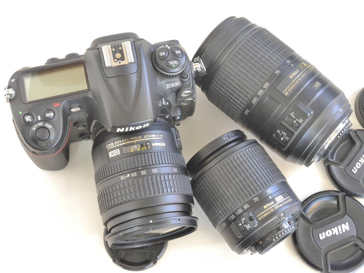 ジャンク品 Nikon D300ボディ と 18-70 55-200 55-300 レンズ3本まとめ  