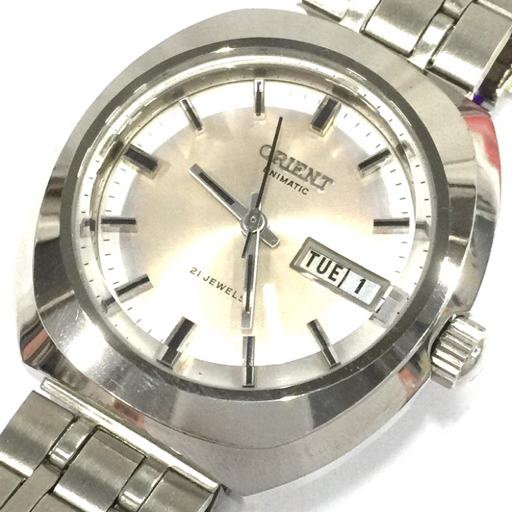 1円 オリエント 腕時計 ユニマチック 149-10470 デイデイト シルバー金具 21石 自動巻き メンズ 稼働 ジャンク