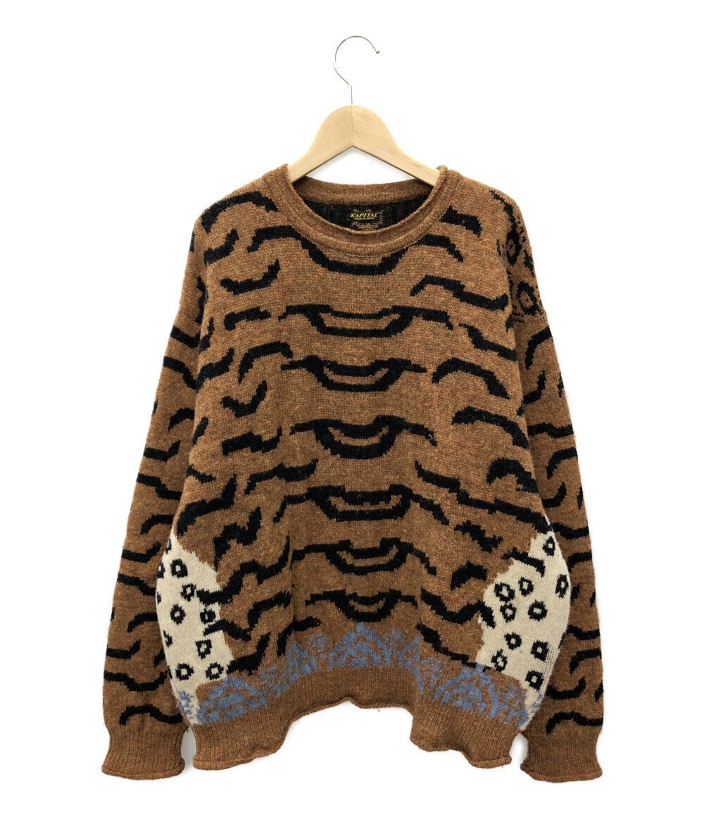 Sweater Wool Nepal Tiger KAPITAL 7G Crew EK-768 - ニット Knit 0