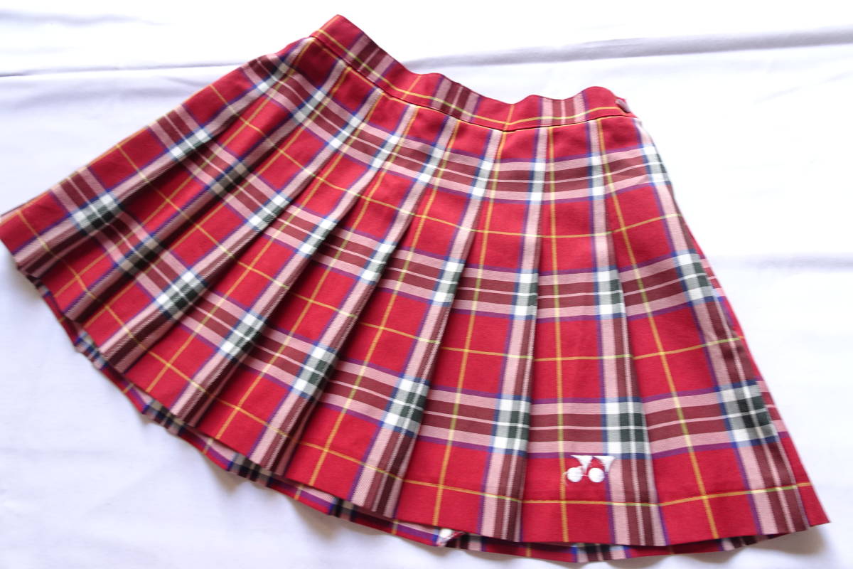 激レア！ YONEX チェック プリーツスコート スカート ウエスト64 M YONEX/ヨネックス/スコート/ユニフォーム/テニス/タータンチェック柄
