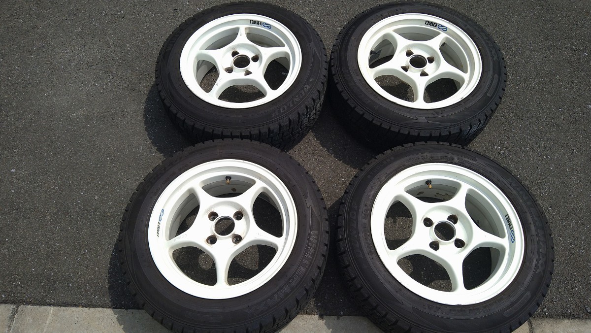 ENKEI RP01 PCD100 15インチ7J OFF+35 4本 スタッドレス185/60R15付 