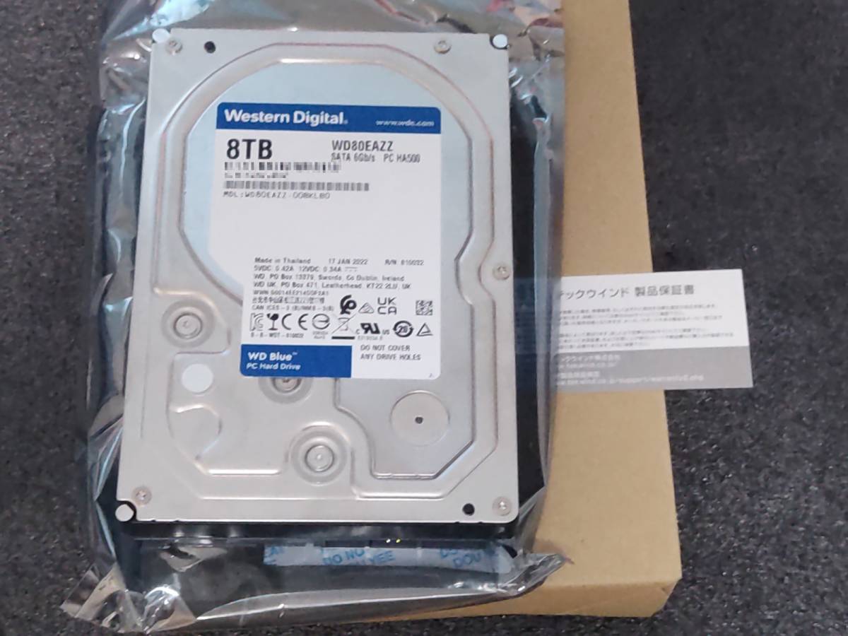 Western Digital WD80EAZZ-00BKLB0 8TB SATA600、CMR 2022年製造品メーカー保証あり
