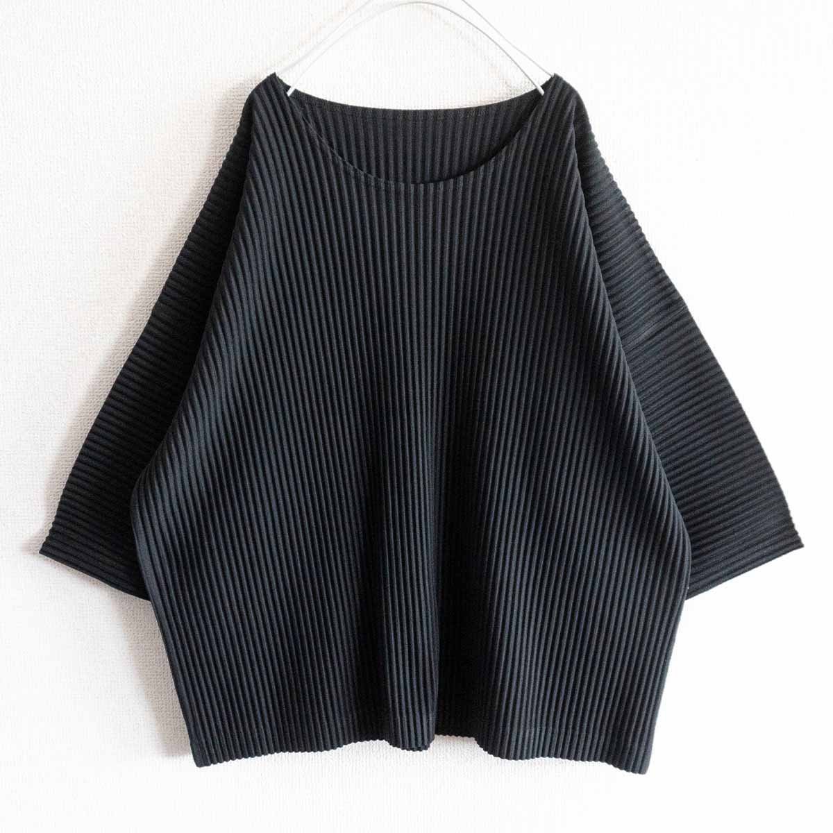 美品】 HOMME PLISSE ISSEY MIYAKE【プリーツ カットソー】ブラック 