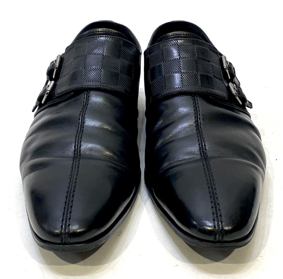LOUIS VUITTON ダミエグラフィット ダブルモンクストラップレザー 