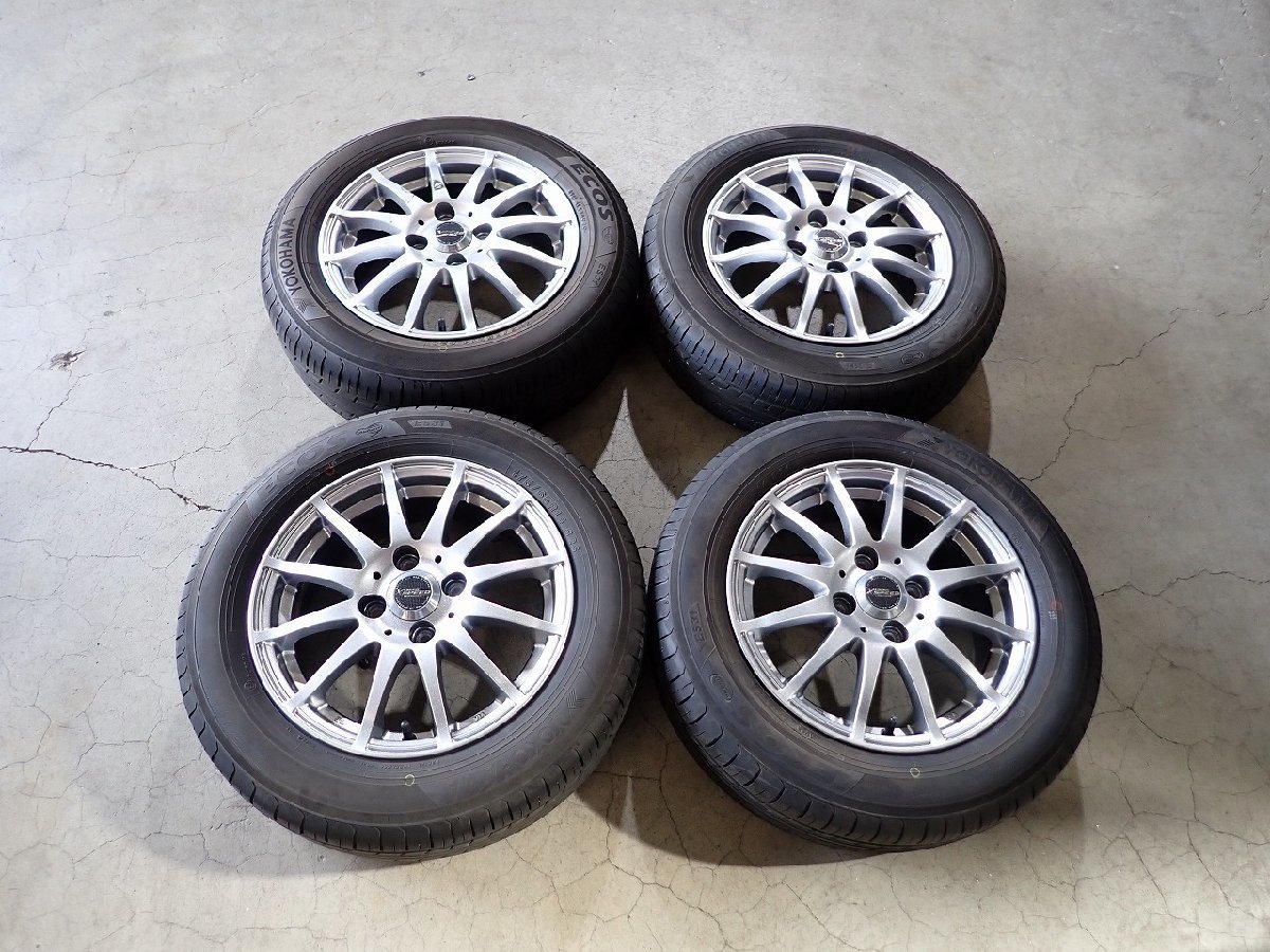 YS0427【送料無料175/65R14】フィット キューブ パッソ 20系bBなどへ 中古夏タイヤアルミセット ★14×5.5J 100/4H ET45★1円スタート