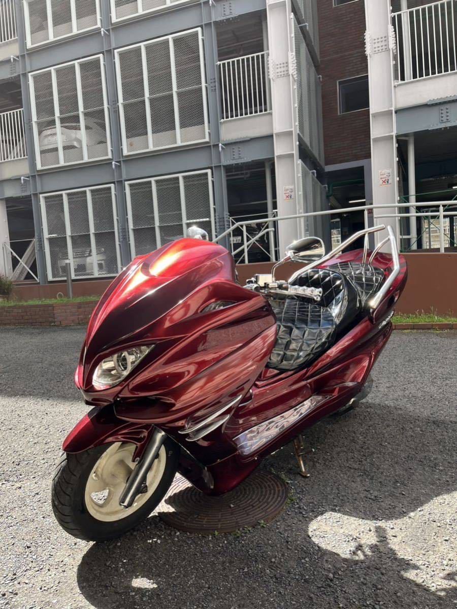 ヤマハ　マジェスティ　ワインレッド　フルエアロカスタム4発スピーカー LED付き