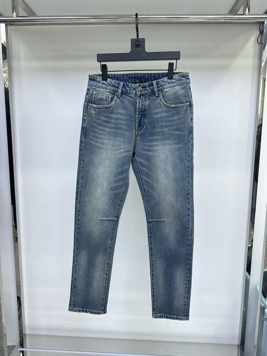 Brunello Cucinelli デニムパンツ メンズ　ジーンズ ロング丈　38 青系 ブルー　インディゴ　ウォッシュ加工