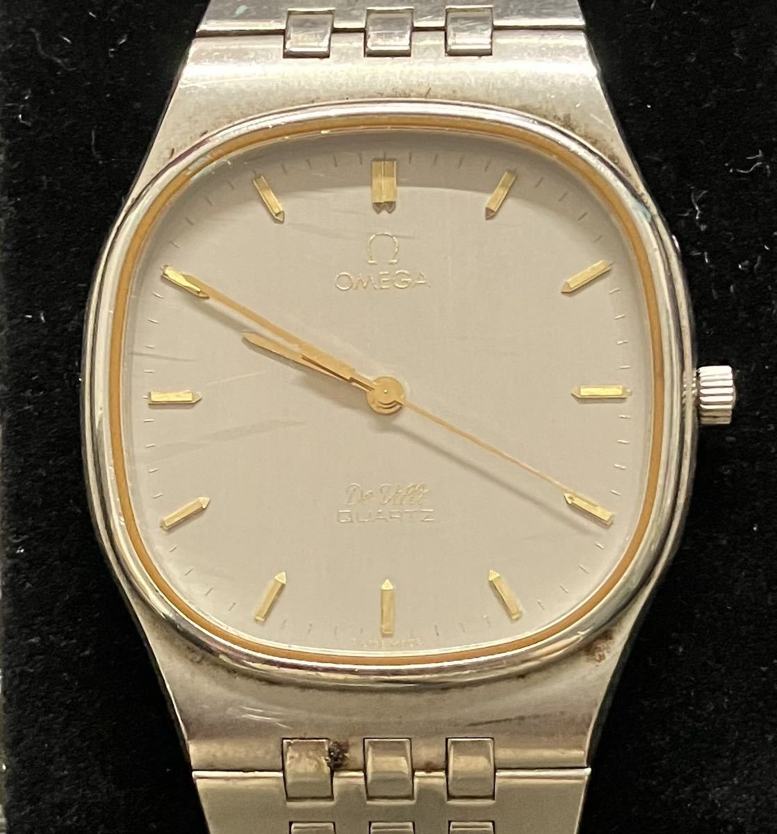 ジャンク 腕時計 OMEGA De-Ville QUARTZ Cal.1336 ゴールド盤 純正
