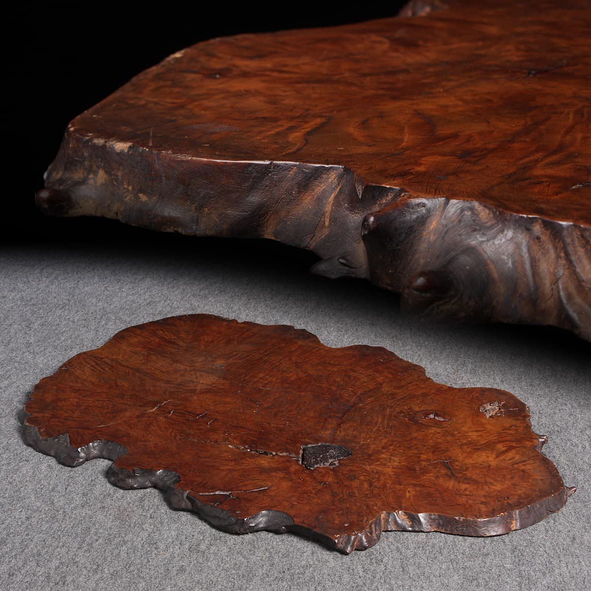 US995 時代 美杢 虎杢 無垢材 一枚板 敷板 幅85cm 重4.8kg・大敷板・天板・花台・盆栽台・茶盤 天然木