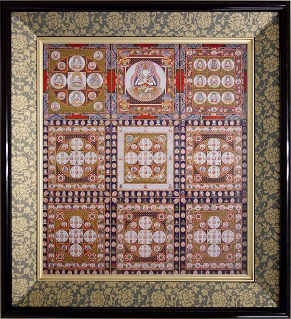 仏画 曼荼羅 額装 置物 インテリア 仏画 色紙額「胎蔵界曼荼羅」複製画 色紙額 密教 大日経 醍醐寺〈両界