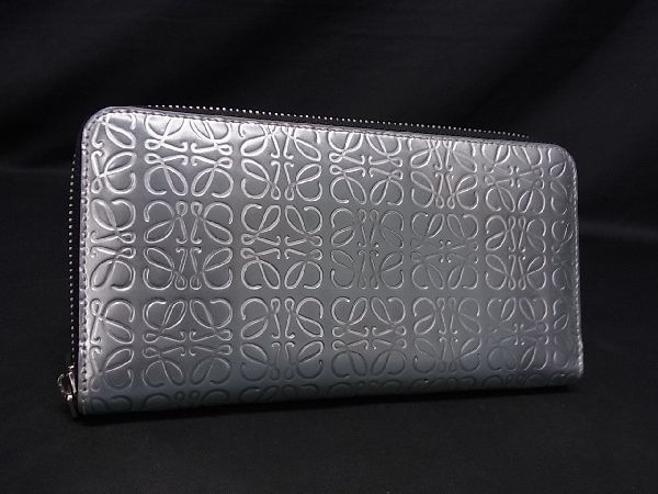 1円 LOEWE ロエベ リピートアナグラム レザー ラウンド