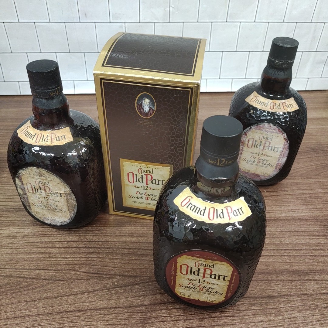 【未開栓3本セット】　Grand Old Parr グランド オールドパー 12年 デラックス スコッチ ウイスキー 750ml 　※内、2本はラベルに難あり