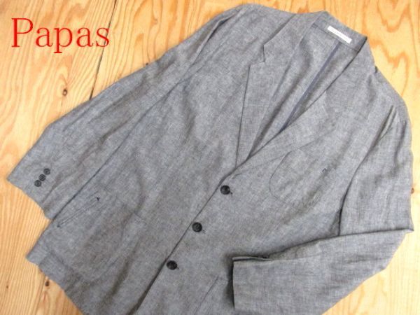 ★パパス Papas★メンズ 春夏 テーラードデザイン リネン×コットンジャケット★R50813003A