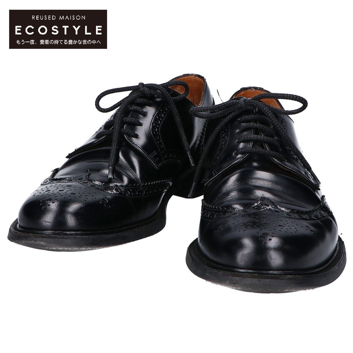 1円 Churchs チャーチ NEWARK ラスト103 ダイナイトソール ウイングチップ メダリオン カーフレザー シューズ 7.5F ブラック メンズ