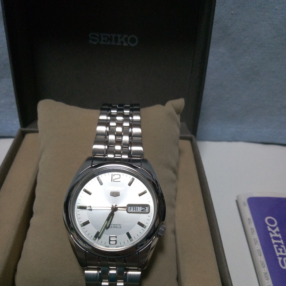 SEIKO セイコー 5 AT/自動巻き SNK385k1 21石 デイデイト シルバー文字 