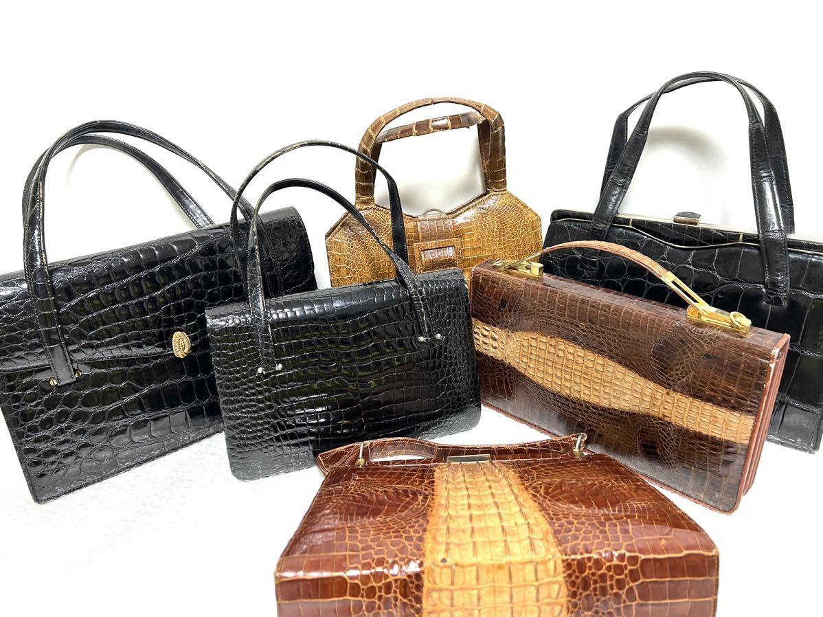 1円スタート　動物革　アニマル　エキゾチック　レザー　バッグ　11点　まとめ　クロコ　オーストリッチ　クロコ多数　お宝　y-081502-264
