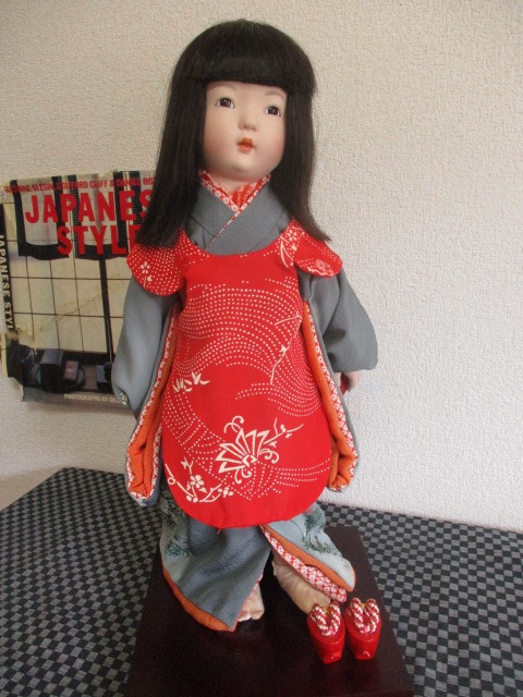 ■作家物 市松人形 「遠い日」 田辺絹絵 高さ41cm 日本人形 雛人形 ビスクドール アンティーク