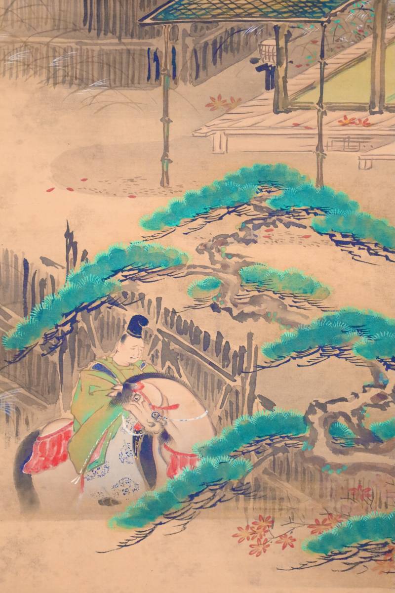 100%新品，新作登場】 【模写】大和絵 『狩野應信』 源仲国訪小督
