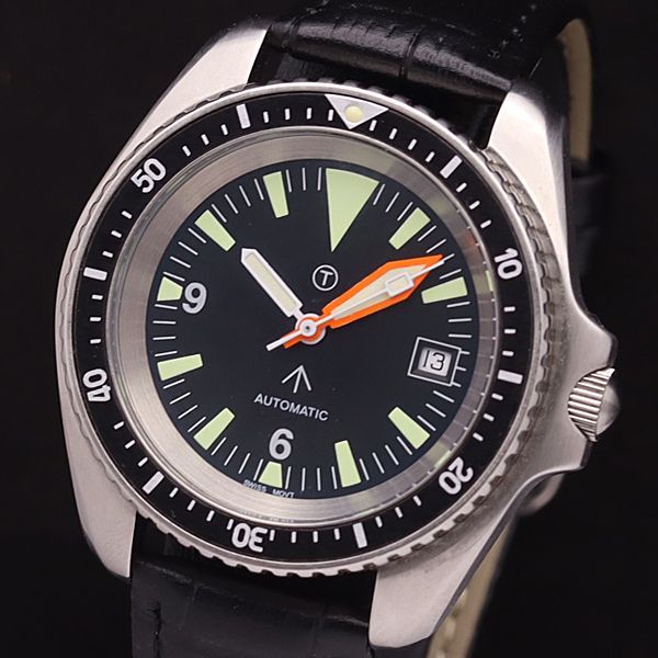 1円 稼働 良品 ミリタリーウォッチカンパニー AT/自動巻 デイト ラウンド 黒文字盤 メンズ腕時計 GMY 9430100YSD