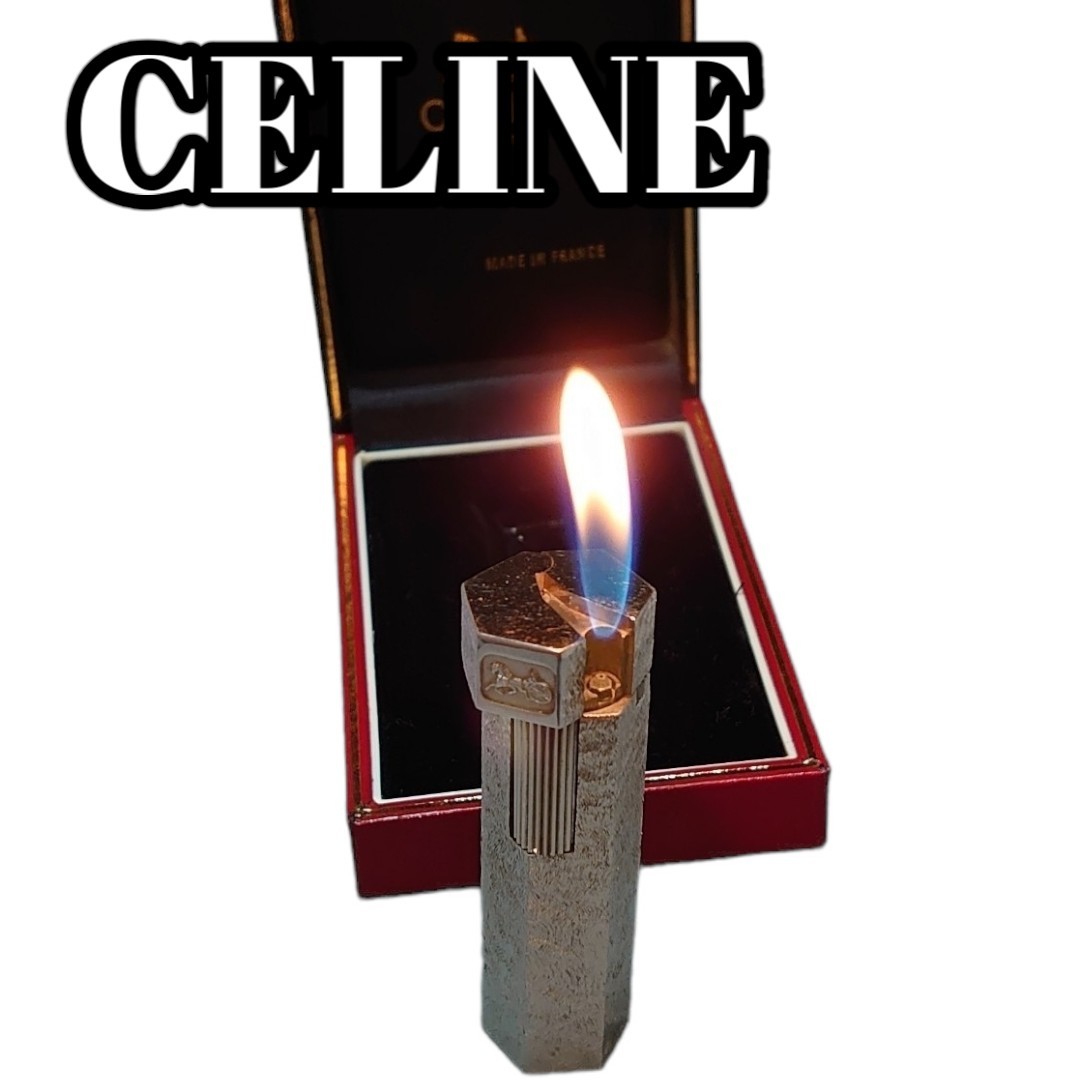 セリーヌ CELINE ヘキサゴン ガスライター ゴールド 馬車ロゴ 六角形 