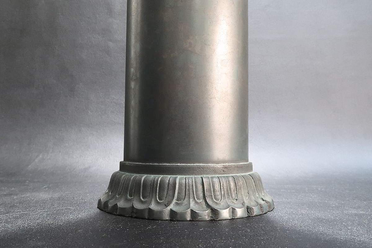 1円～ 【茶道具】 般若 勘渓 「唐銅 経筒花入」 花器 共箱・共布付