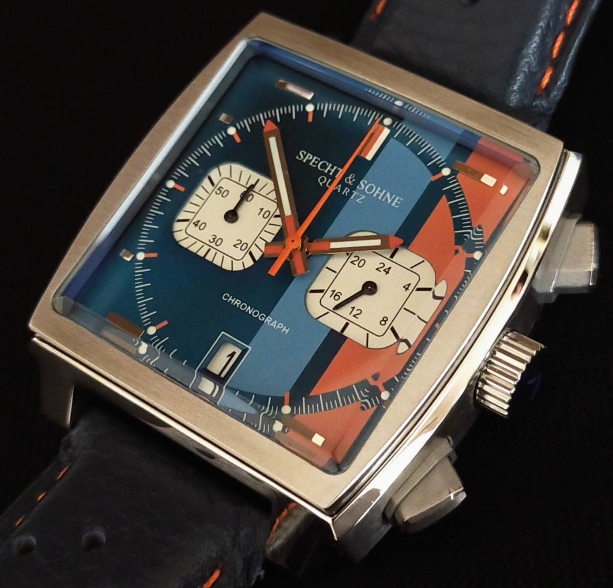 驚愕の再現クオリティ/本気のスクエアクロノ!!【VK64搭載!!新品限定１点】'モナko'タイプ ２カウンタークロノグラフ S社製ムーブ 316L①