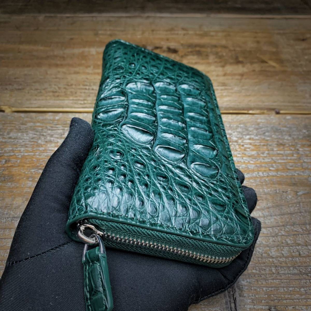 クロコダイル 長財布(ラウンドファスナー/センター部位/ハンドメイド 