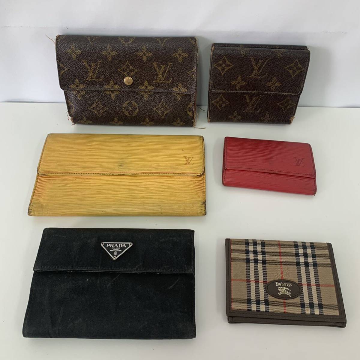 ジャンク品】ブランド6点まとめ LOUIS VUITTON PRADA BURBERRYS長財布