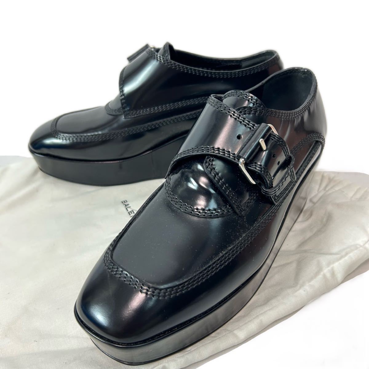 a201 美品 BALENCIAGA バレンシアガ 厚底 ローファー レザー シューズ プラットフォーム ブラック 36 イタリア製 正規品 革靴