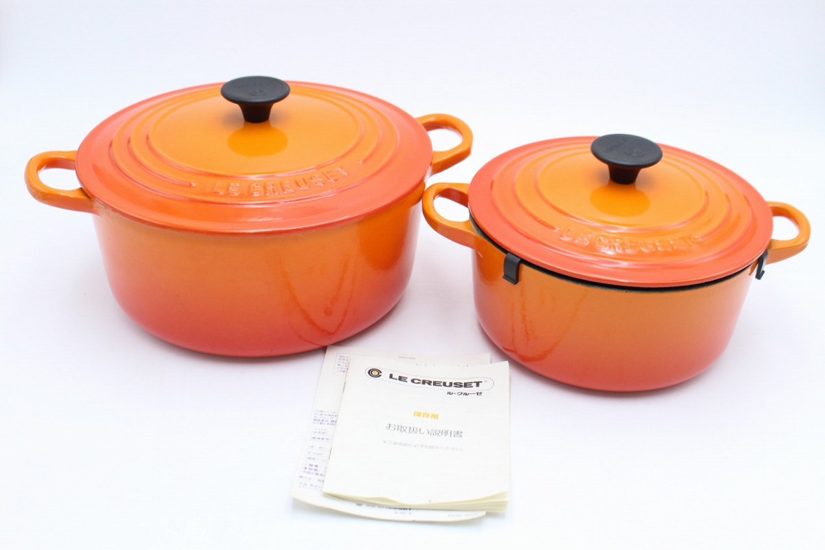 LE CREUSET LE ル・クルーゼ ココット 14 両手鍋 オレンジ