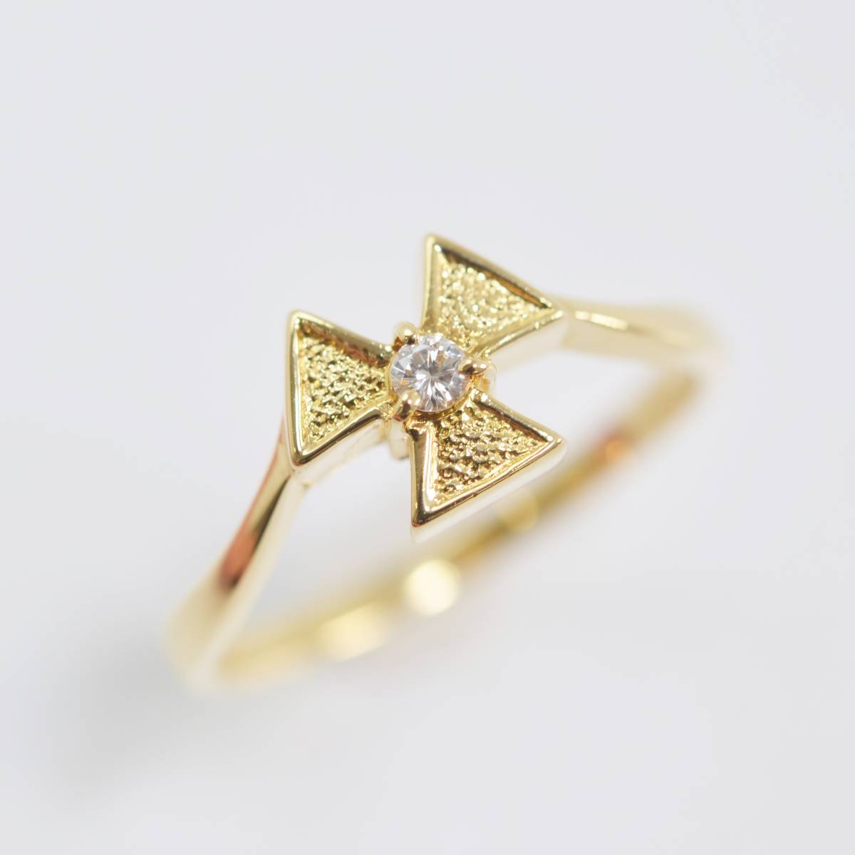 H 1円スタート MIKIMOTO ミキモト K18 ダイヤモンド リング イエローゴールド 約6号 レディース アクセサリー 【磨き済】