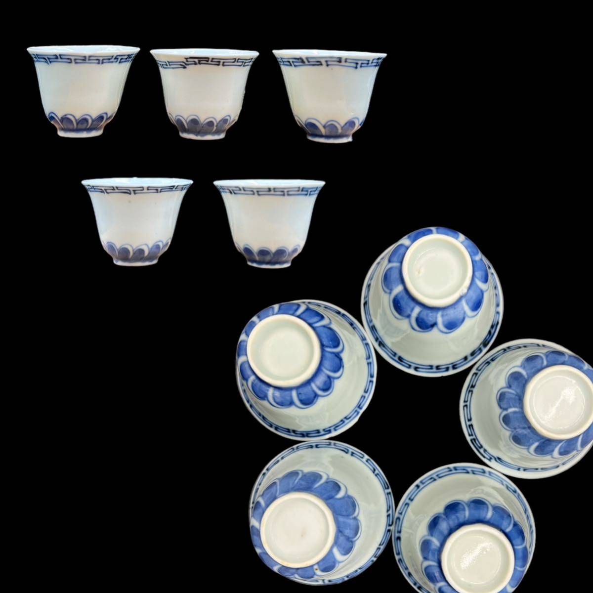KF0583】煎茶碗 染付 無銘 茶器 煎茶道具 茶道具 煎茶道具 染付 茶道具