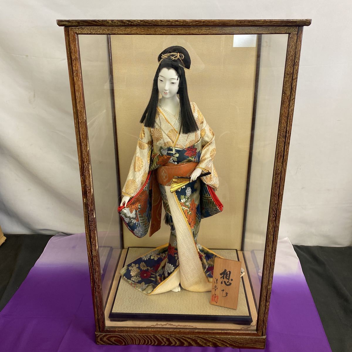 ◇中古 日本人形 女性 舞踊人形 着物 想ひ コレクション ガラスケース 