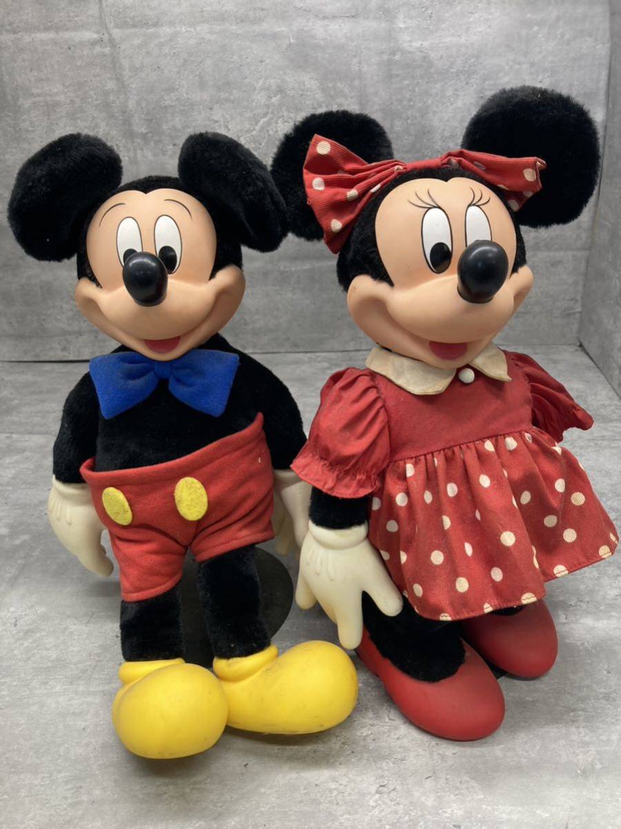 8ta127 ミッキーマウス ミニーマウス ぬいぐるみ 昭和レトロ ディズニー 全長約40cm 現状品 アンティーク ヴィンテージ