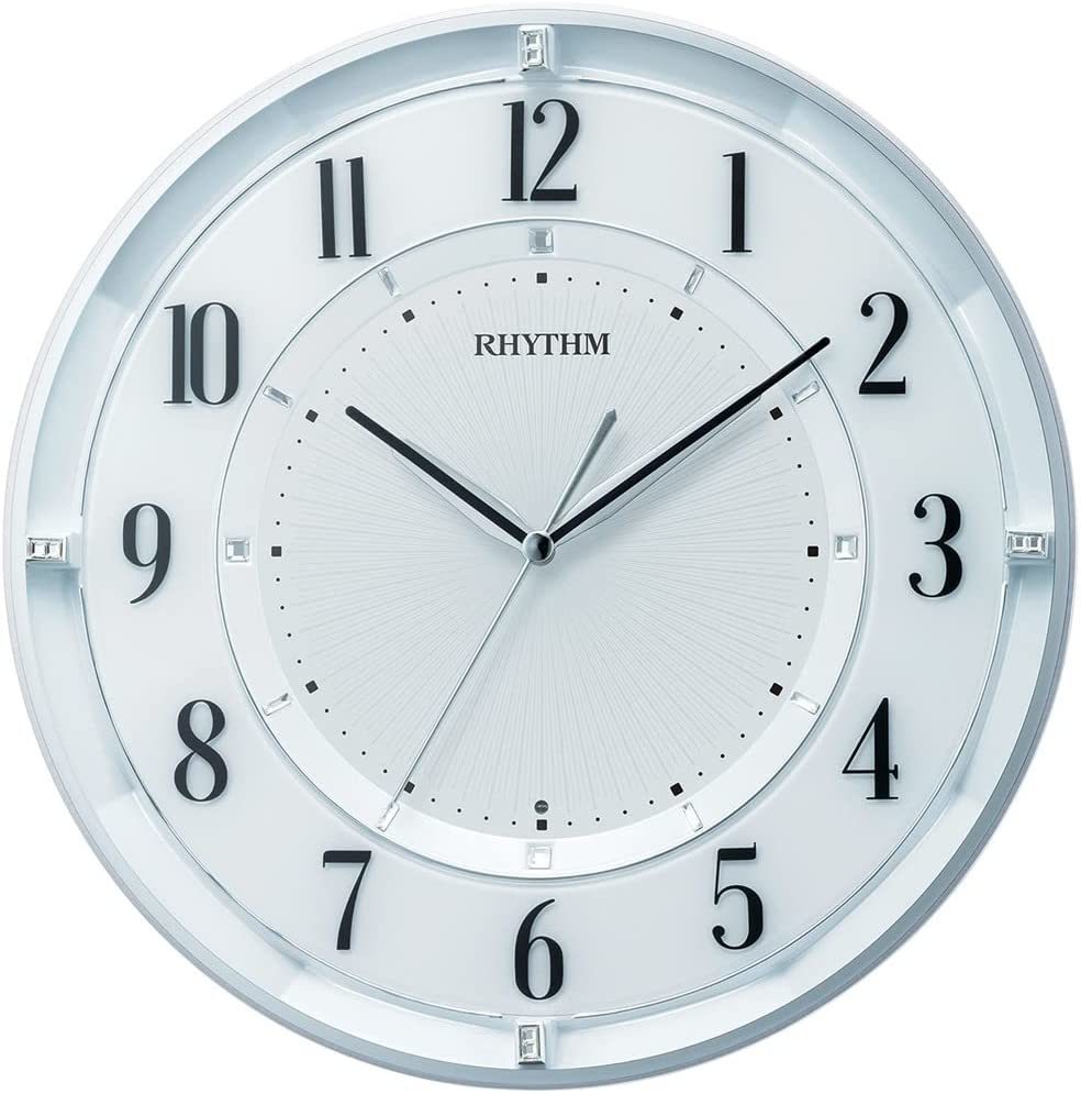 新品 送料無料 メーカー保証有り リズム RHYTHM 掛け時計 白 パール ホワイト 電波時計 連続秒針 フィットウェーブクール M551 8MY551SR03 