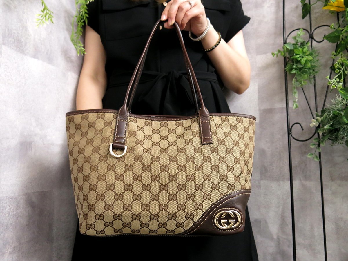 ○超美品○GUCCI グッチ○GGキャンバス カーフ レザー 本革○トート 