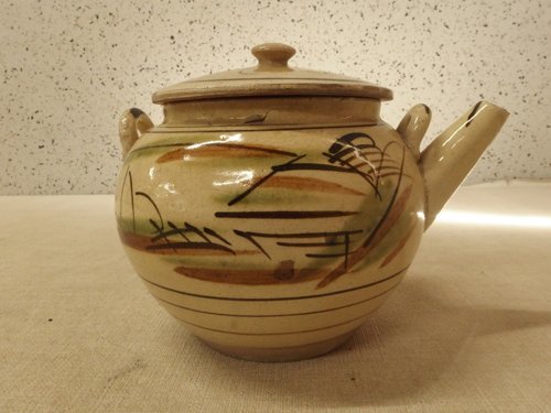 皆川マスか 益子焼 0830232w【益子焼 皆川マス 山水土瓶】急須/20×15.5