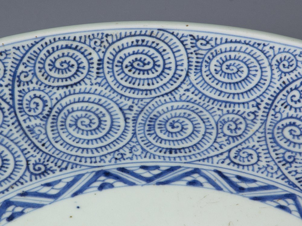 江戸時代 後期 古伊万里 微塵唐草 松竹梅文 大皿 飾皿 額皿 陶額 尺三