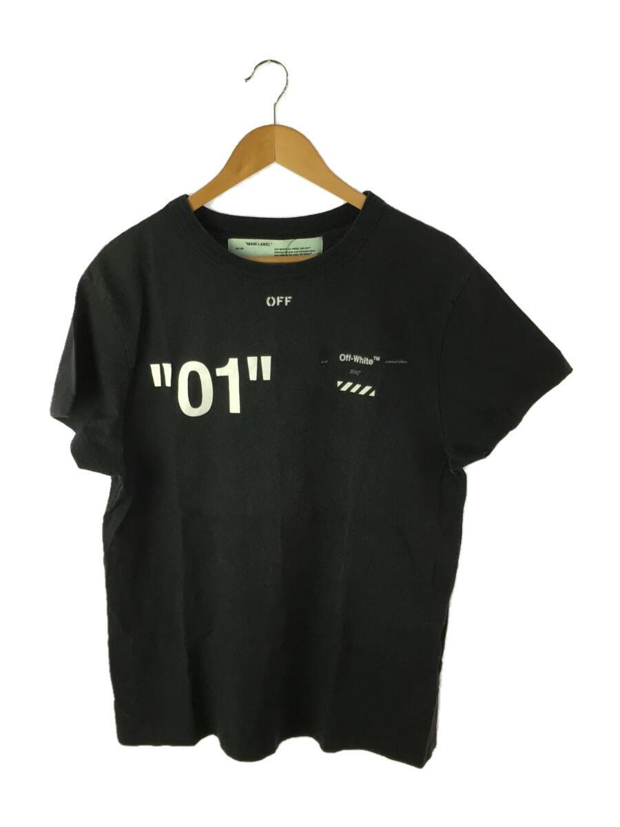 OFF-WHITE◆Tシャツ/XS/コットン/BLK/プリント/OMAA027F18A53002