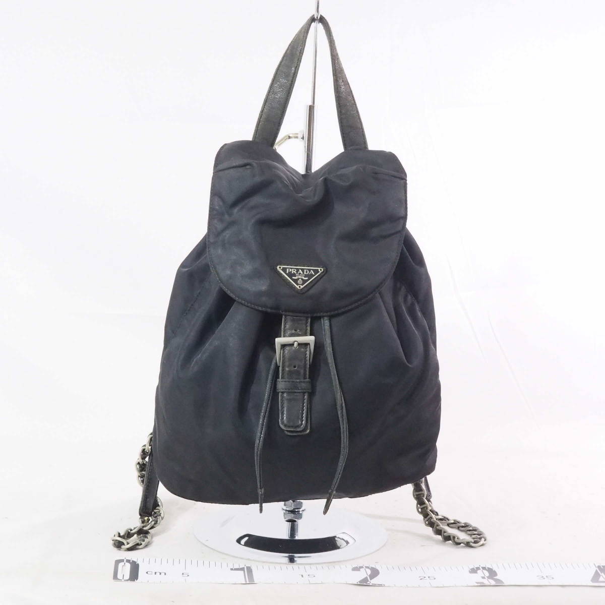 プラダ PRADA MILANO 三角ロゴプレート ナイロン×レザー ブラック（黒 