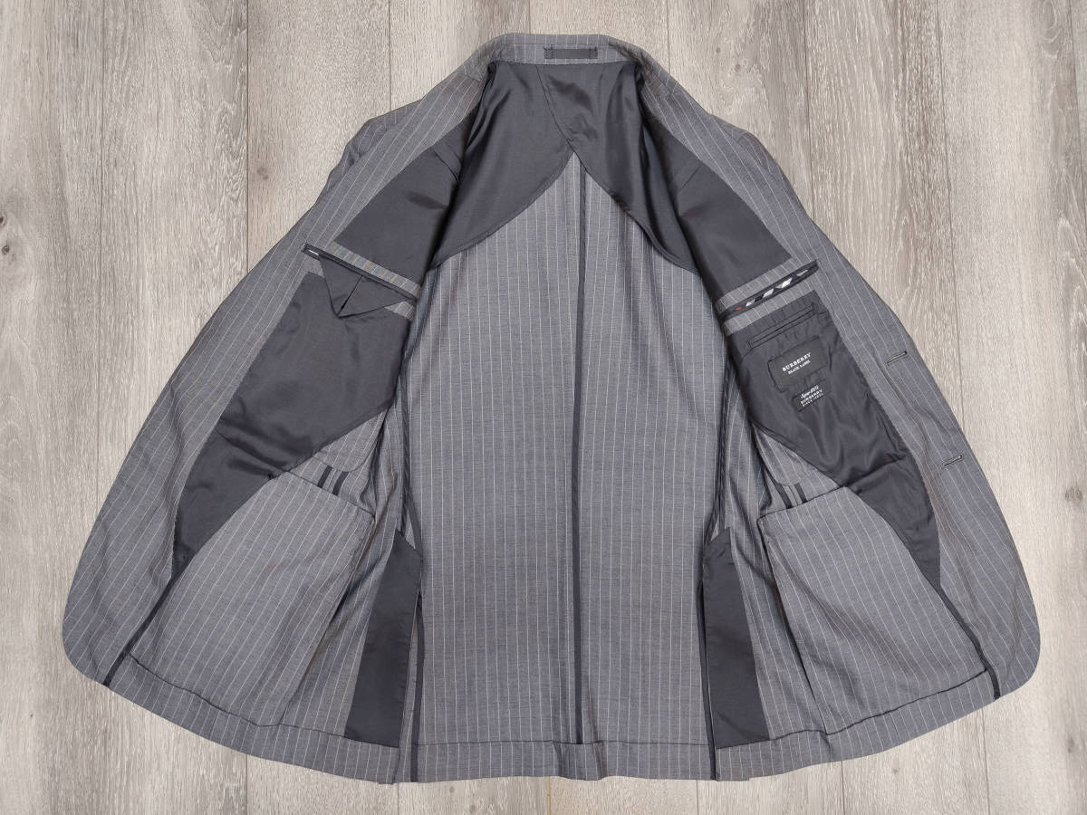 良品 バーバリー ブラックレーベル ピークドラペル ストライプ スーツ 92-76-170 38R Mサイズ BURBERRY BLACK ...