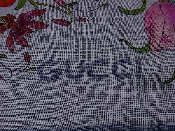 1円 GUCCI グッチ フラワー 花 総柄 大判 スカーフ ストール ショール